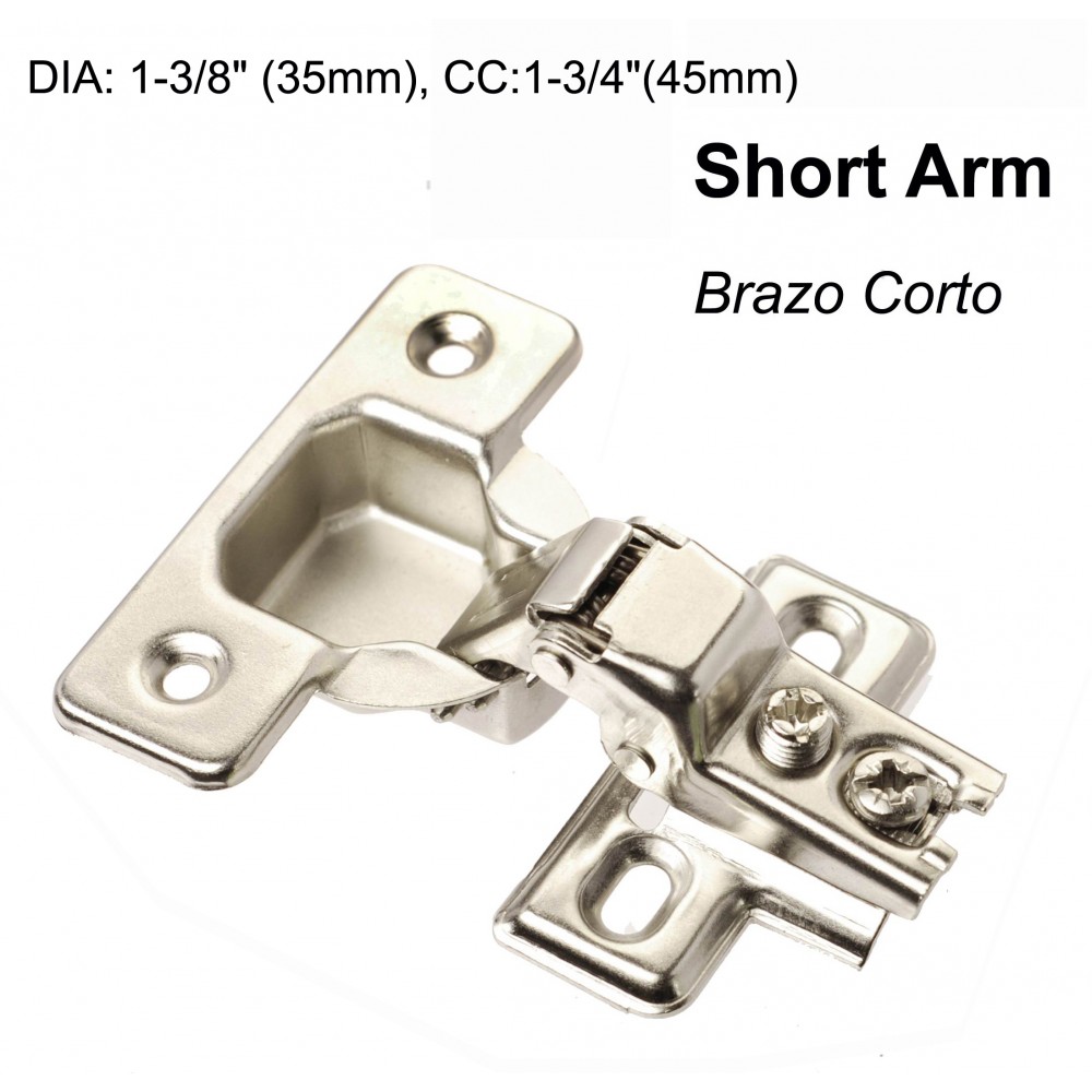 ☆1/2"-5/8" OVERLAY ADJUSTABLE, CABINET HINGE SHORT ARM 1907 1907N