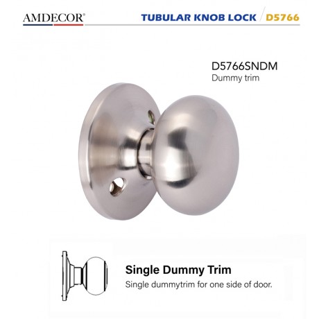 Amdecor D5766 Tubular Door Knob Lock Entry Passage Bath Dummy Lockset SN ORB