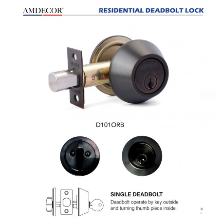 D102 D101  Amdecor Residential Double Deadbolt Single Deadbolt Entry Door Lock Set SN ORB Finish
