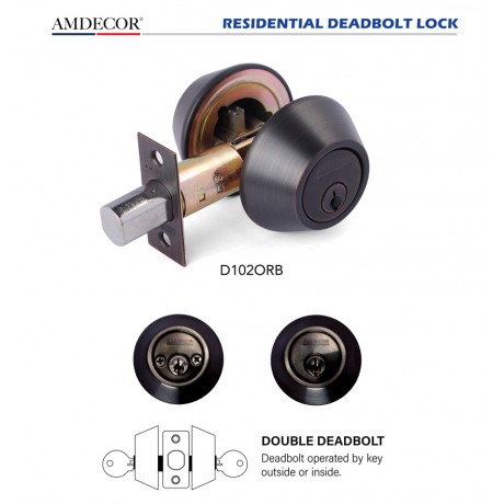 D102 D101  Amdecor Residential Double Deadbolt Single Deadbolt Entry Door Lock Set SN ORB Finish