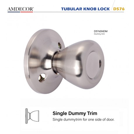 Amdecor D576 Tubular Door Knob Lock Entry Passage Bath Dummy Lockset SN ORB