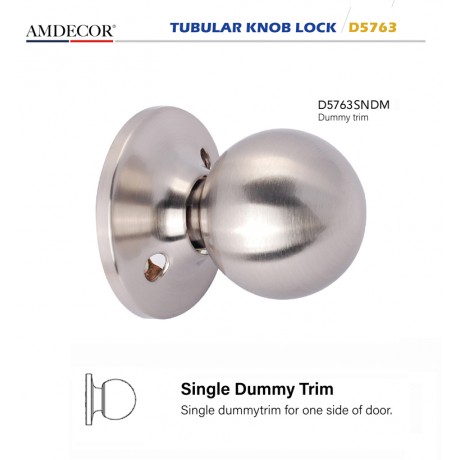 Amdecor D5763 Tubular Door Knob Lock Entry Passage Bath Dummy Lockset SN ORB