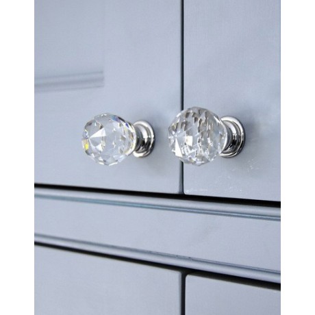  N1116/35CP Clear Crystal Knob Big Bright Chrome Polished Base Furniture Knob Drawer Cabinet Pull knob Italy Design Hardware Decorative 