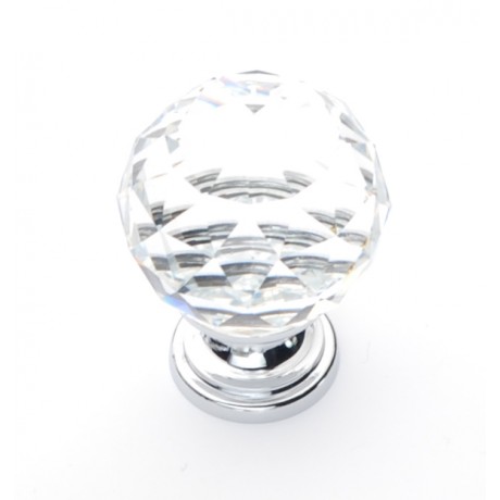  N1116/35CP Clear Crystal Knob Big Bright Chrome Polished Base Furniture Knob Drawer Cabinet Pull knob Italy Design Hardware Decorative 