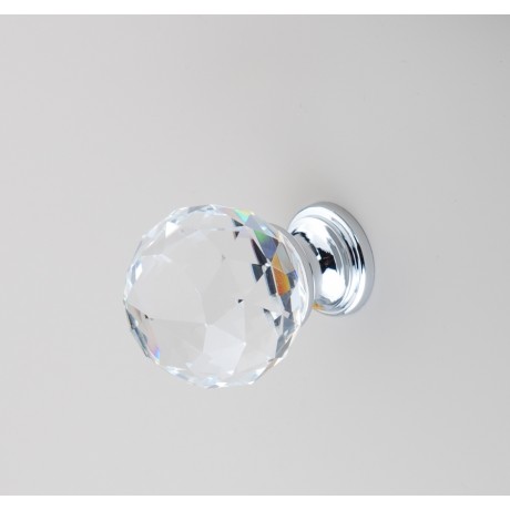  N1116/35CP Clear Crystal Knob Big Bright Chrome Polished Base Furniture Knob Drawer Cabinet Pull knob Italy Design Hardware Decorative 