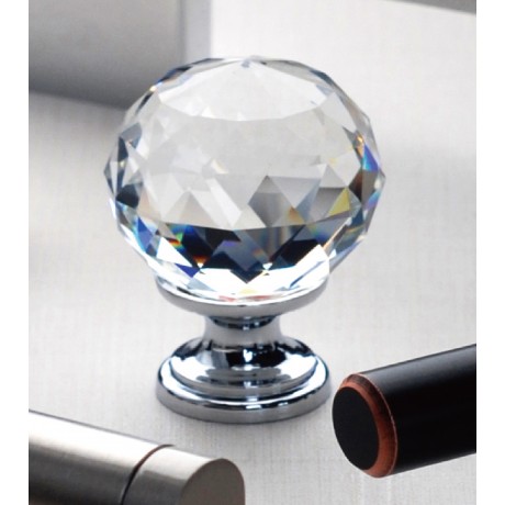  N1116/35CP Clear Crystal Knob Big Bright Chrome Polished Base Furniture Knob Drawer Cabinet Pull knob Italy Design Hardware Decorative 